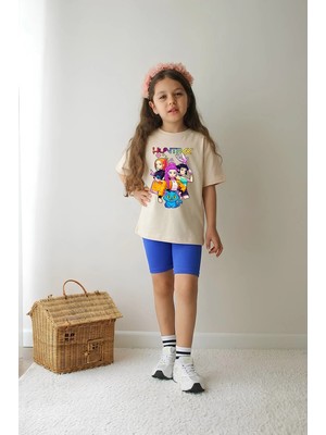 Belya Kids Wear Kız Çocuk Tam Kalıp Üst Oversize Altı Taytlı Hun TASARIM68 Alt Üst Takım