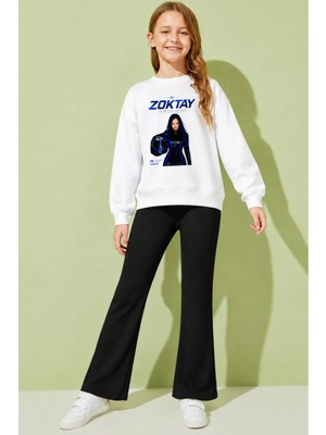 Belya Kids Wear Kız Çocuk Tam Kalıp Üst Oversize Alt Taytlı Zoktay Manifest Tasarım 259 Alt Üst Takım