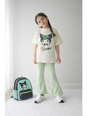 Belya Kids Wear Kız Çocuk Tam Kalıp Üst Oversize Altı Taytlı Kur TASARIM35 Alt Üst Takım