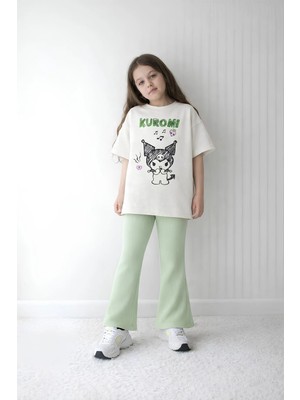 Belya Kids Wear Kız Çocuk Tam Kalıp Üst Oversize Altı Taytlı Kur TASARIM31 Alt Üst Takım