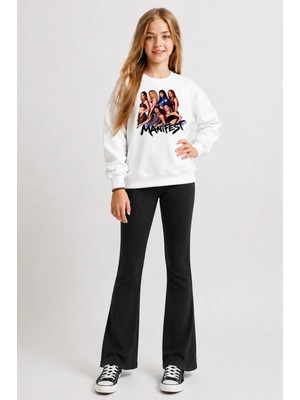 Belya Kids Wear Kız Çocuk Tam Kalıp Üst Oversize Alt Taytlı Manifest Tasarım 258 Alt Üst Takım