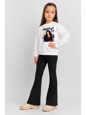 Belya Kids Wear Kız Çocuk Tam Kalıp Üst Oversize Alt Taytlı Hilal Manifest Tasarım 255 Alt Üst Takım