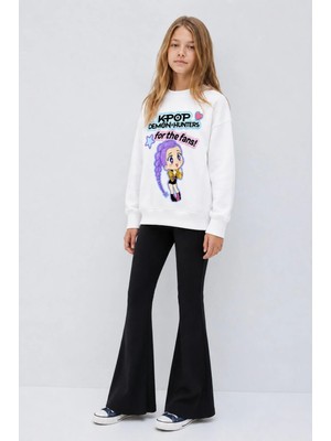 Belya Kids Wear Kız Çocuk Tam Kalıp Üst Oversize Alt Taytlı Karikatür Hun Tasarım 215 Alt Üst Takım