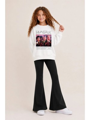 Belya Kids Wear Kız Çocuk Tam Kalıp Üst Oversize Alt Taytlı Hun Tasarım 219 Alt Üst Takım