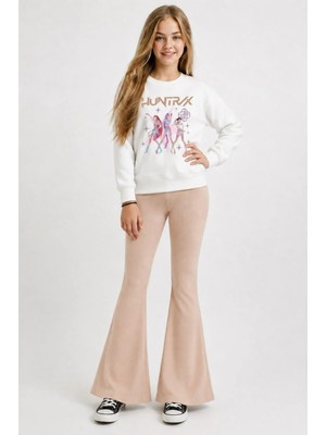Belya Kids Wear Kız Çocuk Tam Kalıp Üst Oversize Alt Taytlı Hun Tasarım 191 Alt Üst Takım
