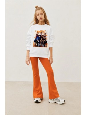 Belya Kids Wear Kız Çocuk Tam Kalıp Üst Oversize Alt Taytlı Manifest Tasarım 249 Alt Üst Takım