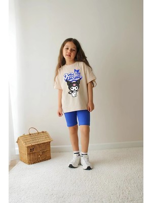 Belya Kids Wear Kız Çocuk Tam Kalıp Üst Oversize Altı Taytlı Kur TASARIM72 Alt Üst Takım