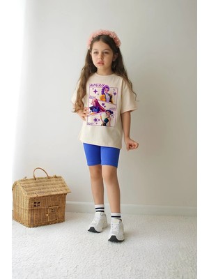 Belya Kids Wear Kız Çocuk Tam Kalıp Üst Oversize Altı Taytlı Hun TASARIM70 Alt Üst Takım