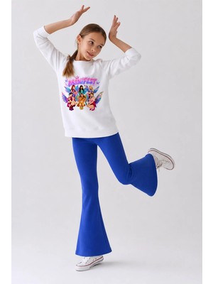Belya Kids Wear Kız Çocuk Tam Kalıp Üst Oversize Alt Taytlı Sihirli Tasarım 231 Alt Üst Takım