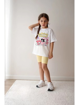 Belya Kids Wear Kız Çocuk Tam Kalıp Üst Oversize Altı Taytlı Melodi TASARIM105 Alt Üst Takım
