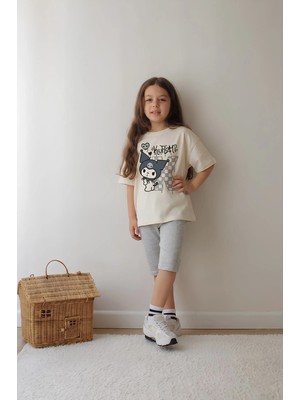 Belya Kids Wear Kız Çocuk Tam Kalıp Üst Oversize Altı Taytlı Kur TASARIM94 Alt Üst Takım