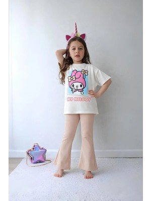 Belya Kids Wear Kız Çocuk Tam Kalıp Üst Oversize Alt Taytlı Melo Tasarım9 Alt Üst Takım