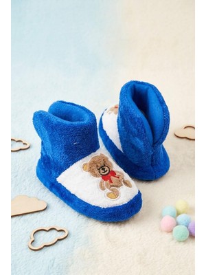 Oksit Figür Nakışlı Bebek & Çocuk Peluş Panduf  Sıcak Tutan Ev Botu / Patik