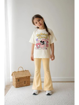 Belya Kids Wear Kız Çocuk Tam Kalıp Üst Oversize Altı Taytlı Melodi TASARIM50 Alt Üst Takım