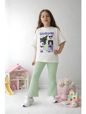 Belya Kids Wear Kız Çocuk Tam Kalıp Üst Oversize Altı Taytlı Kur TASARIM26 Alt Üst Takım
