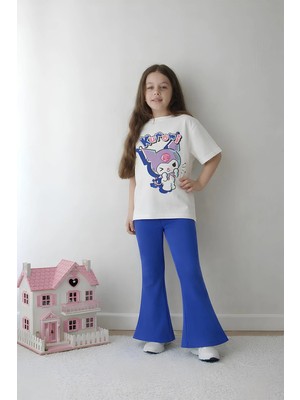 Belya Kids Wear Kız Çocuk Tam Kalıp Üst Oversize Altı Taytlı Kur TASARIM19 Alt Üst Takım