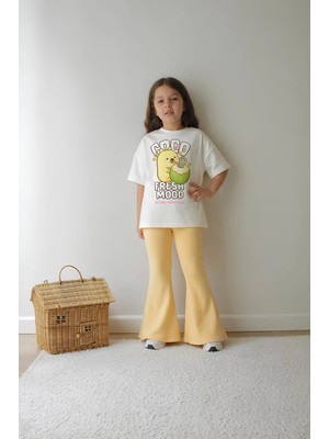 Belya Kids Wear Kız Çocuk Tam Kalıp Üst Oversize Altı Taytlı Coco TASARIM46 Alt Üst Takım