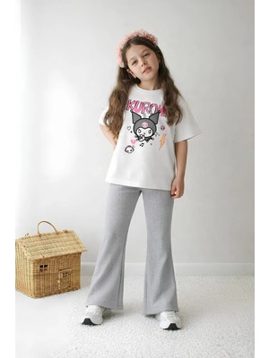 Belya Kids Wear Kız Çocuk Tam Kalıp Üst Oversize Altı Taytlı Kur TASARIM45 Alt Üst Takım