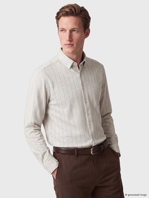 Lc Waikiki Yeni Sezon Beyaz Slim Fit Çizgili Erkek Gömlek