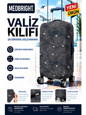 Medbright Valiz Kılıfı Bavul Kılıfı Likralı Esnek Kumaş ve Dayanıklı Valiz Kılıfı