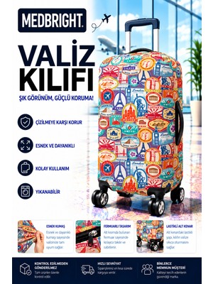 Medbright Valiz Kılıfı Bavul Kılıfı Likralı Esnek Kumaş ve Dayanıklı Valiz Kılıfı