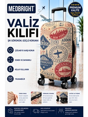Medbright Valiz Kılıfı Bavul Kılıfı Likralı Esnek Kumaş ve Dayanıklı Valiz Kılıfı