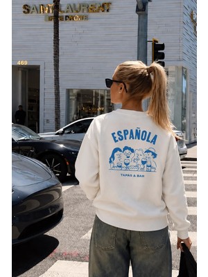 Monila Kadın Premium Kumaş 3 Iplik Sırtı Baskılı Sweatshirt