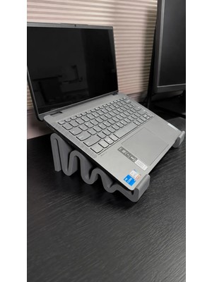 Alpin Gri Dekoratif Dalga Tasarımlı Çok Amaçlı Telefon , Tablet ve Laptop Standı