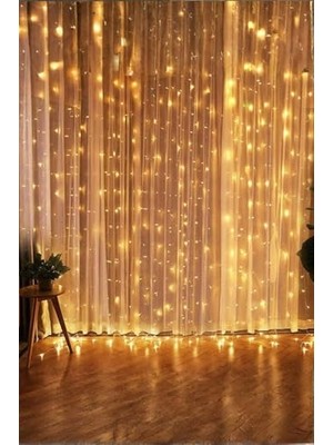 Aydogan's Zauss Kumandalı 8 Ayrı Moda Sahip 3MX3M (300 cm x 300 Cm) Perde LED 10 Saçaklı Gün Işığı