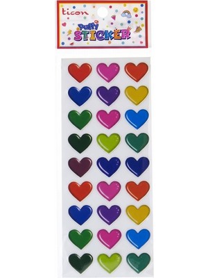Ticon Renkli Kalp Sticker - 6 Adet