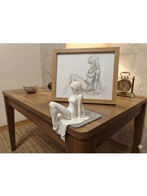 Alpin Modern Minimalist Oturan Kadın Heykel Biblo – Pla Organik Malzeme
