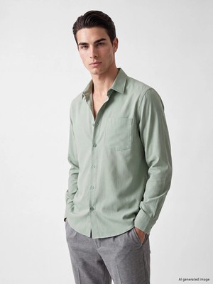 Lc Waikiki Yeni Sezon Yeşil Regular Fit Gabardin Erkek Gömlek