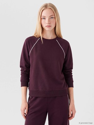 Lc Waikiki Yeni Sezon Mürdüm Soft Touch Oversize Kadın Sweatshirt
