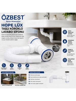 Marsilyan Lüx Paslanmaz Taşlı Körüklü Lavabo Sifon BX40