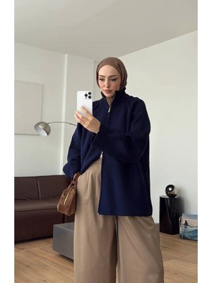 Salisburys Molly Nelly Kadın Oversize Triko Çift Fermuarlı Hırka
