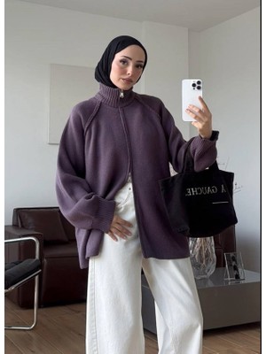 Salisburys Molly Nelly Kadın Oversize Triko Çift Fermuarlı Hırka