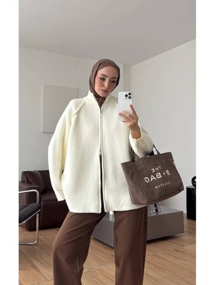 Salisburys Molly Nelly Kadın Oversize Triko Çift Fermuarlı Hırka