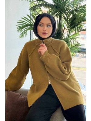 Salisburys Molly Nelly Kadın Oversize Triko Çift Fermuarlı Hırka