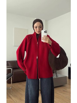 Salisburys Molly Nelly Kadın Oversize Triko Çift Fermuarlı Hırka
