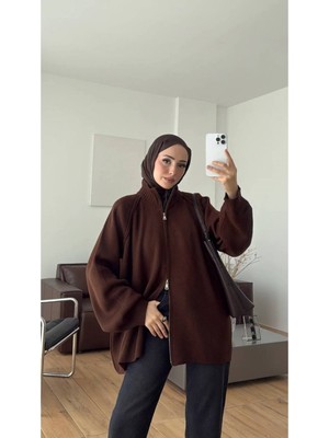 Salisburys Molly Nelly Kadın Oversize Triko Çift Fermuarlı Hırka