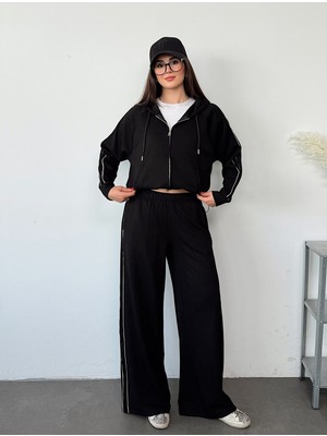 HKT Hak Tekstil Modal Kumaş Fermuarlı Sweatshirt & Bol Paça Eşofman Takımı