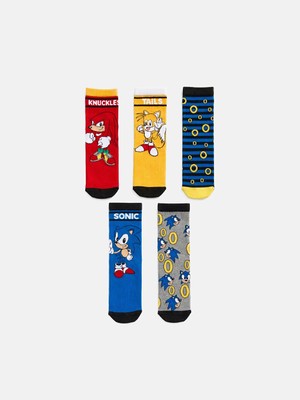 Lc Waikiki Yeni Sezon Karışık Sonic Baskılı Erkek Çocuk Soket Çorap 5'li Paket