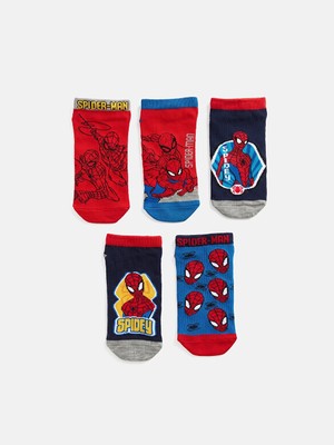 Lc Waikiki Yeni Sezon Karışık Spider-Man Baskılı Erkek Çocuk Patik Çorap 5'li