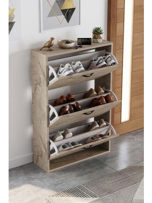 S'82 Düşer Kapaklı Ayakkabılık Ekru 74 cm