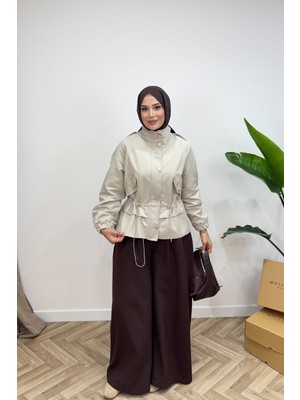 Salisburys Molly Nelly Kadın Beli Lastikli Çıtçıtlı Kısa Ceket