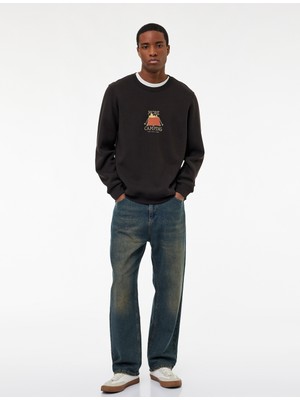 Koton Uzun Kollu Arkası Baskılı Bisiklet Yaka Şardonlu Lisanslı Snoopy Sweatshirt