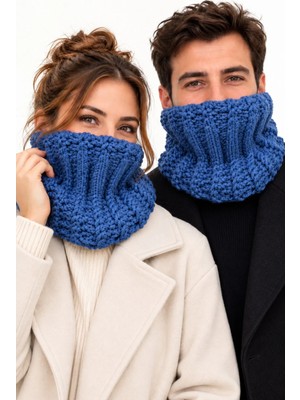 Neholia Unisex Mavi Boyunluk Atkı Kadın Erkek Kombin Sevgili Kombini