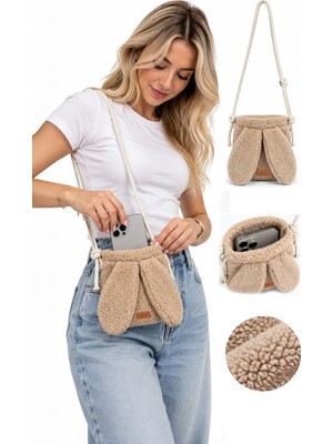 Kidhug Peluş Cep Telefonu ve Mini Omuz Çantası Ayarlanabilir Askılı Yumuşak Dokulu Günlük Çapraz Çanta