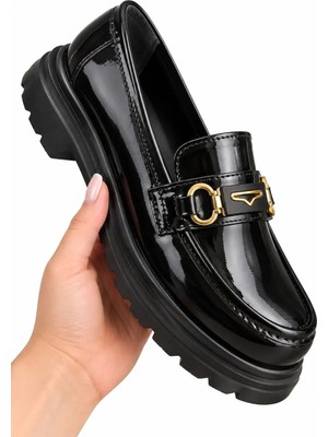 Zenora Shoes Kadın Tokalı Loafer Makosen Kalın Tabanlı Ayakkabı