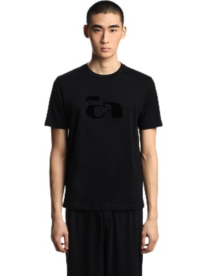 Aydogan's Erkek Kısa Kol Slim Fit Kısa Boy Dokuma Kumaş Siyah T-Shirt EM004760 AF14795-FC014